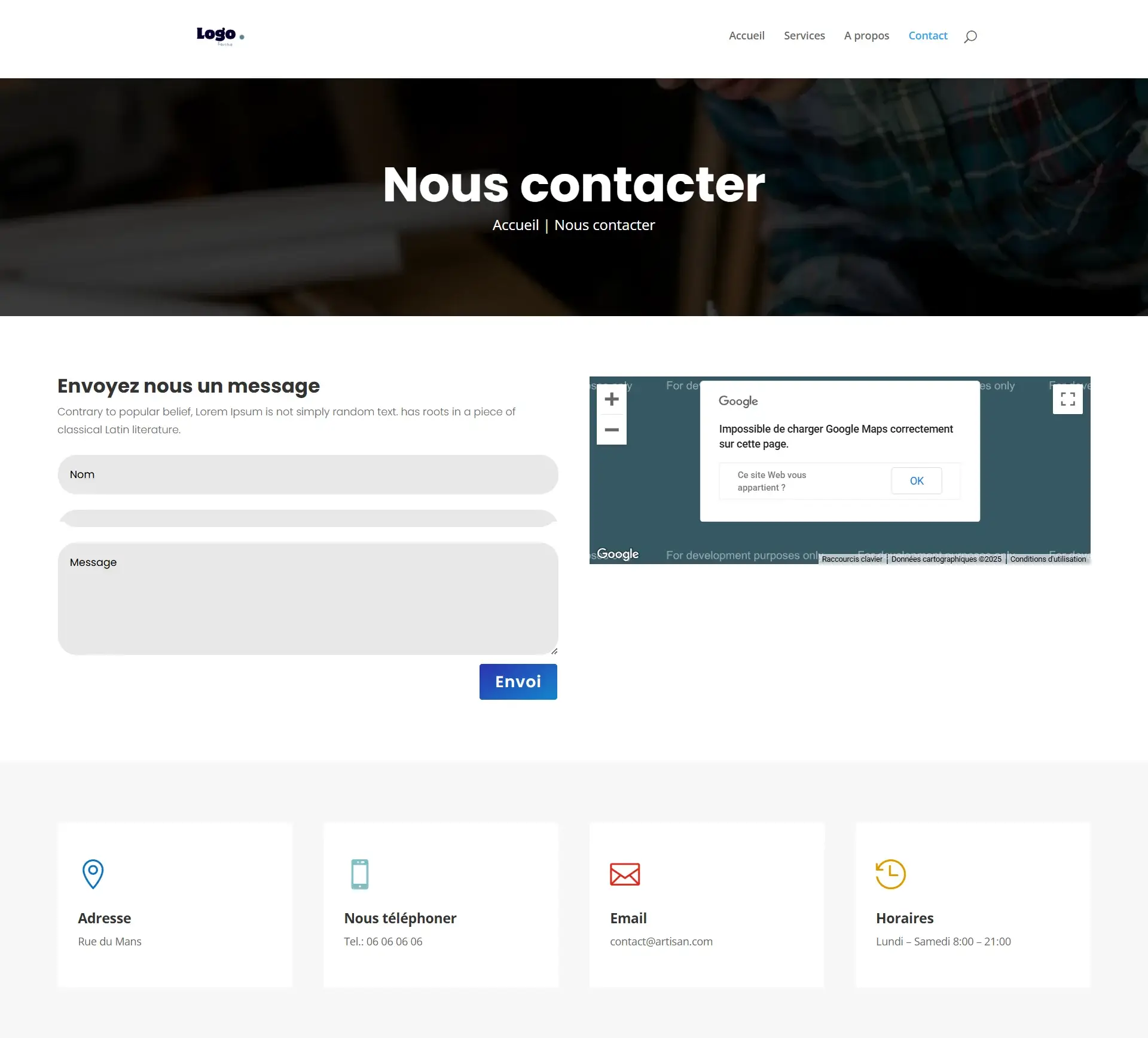 votre site artisan contact