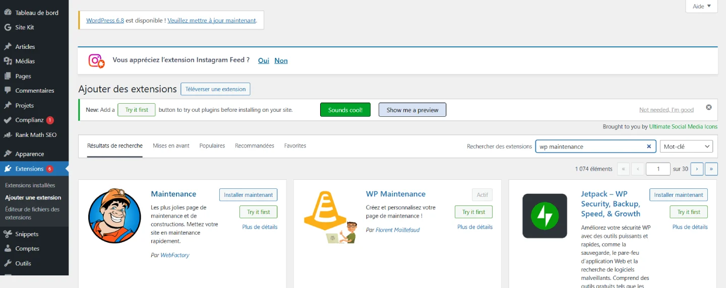 ajouter extension wordpress